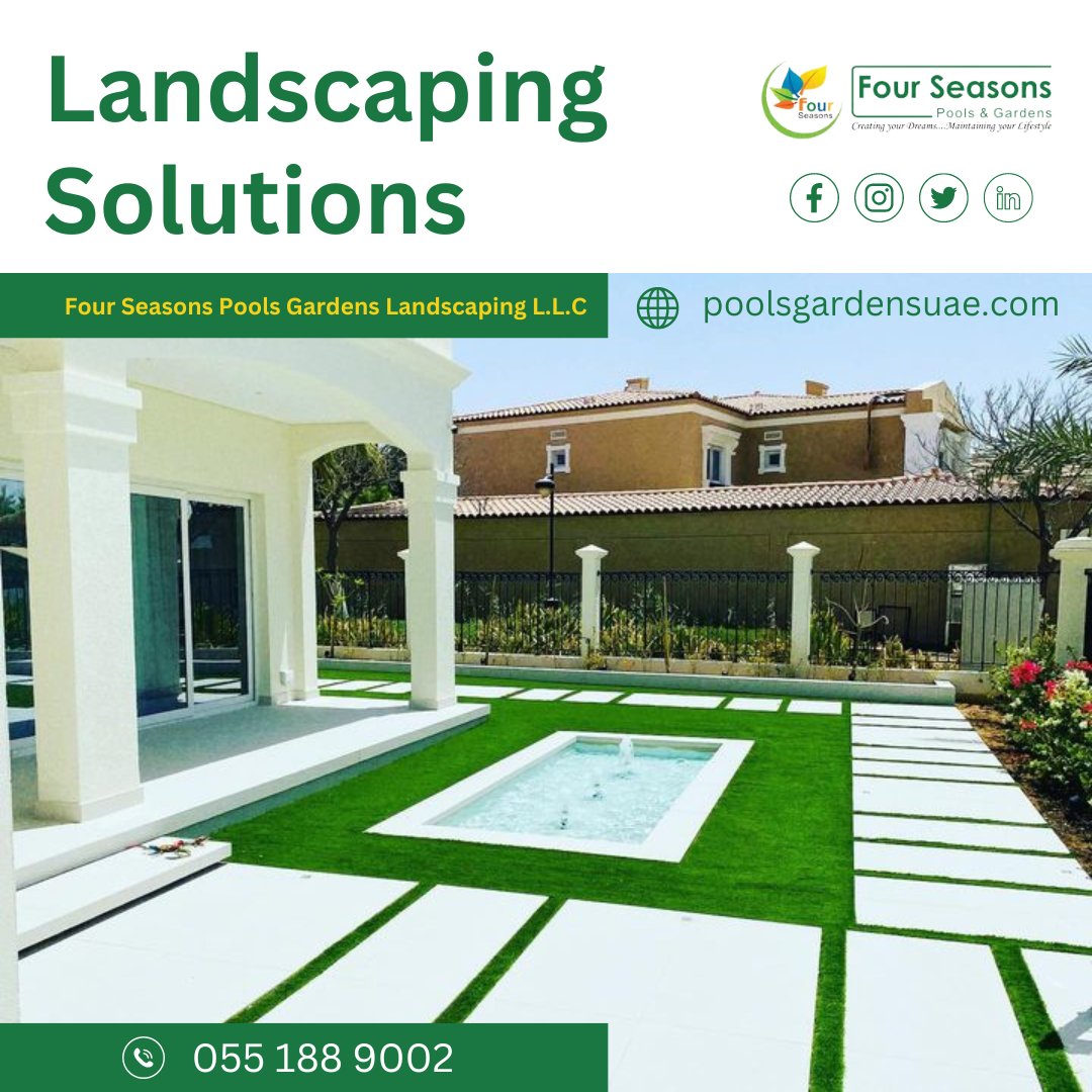 🌿 Transform your outdoor space into a stunning oasis with Four Seasons Pools Gardens Landscaping L.L.C! 

📞 055 188 9002 
Web: poolsgardensuae.com 

🔥 #LandscapingSolutions #GardenDesign  #StunningOasis  #UAELandscaping #FourSeasonsPoolsGardens 🌿🏞️💦🌺🌸🌳💫📞🔥