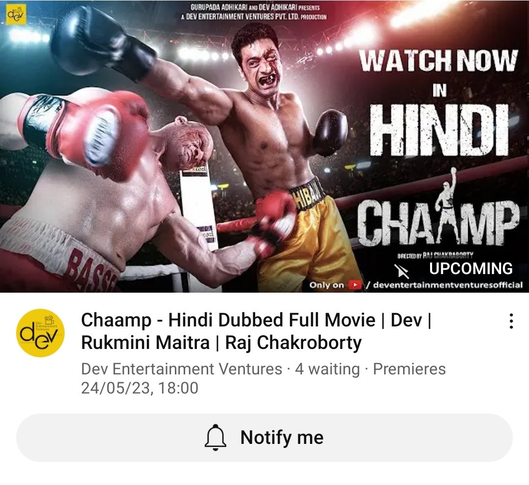 Pranabidas's tweet image. #Chaamp watch now in HINDI
Only on @DEV_PvtLtd at 6 p.m