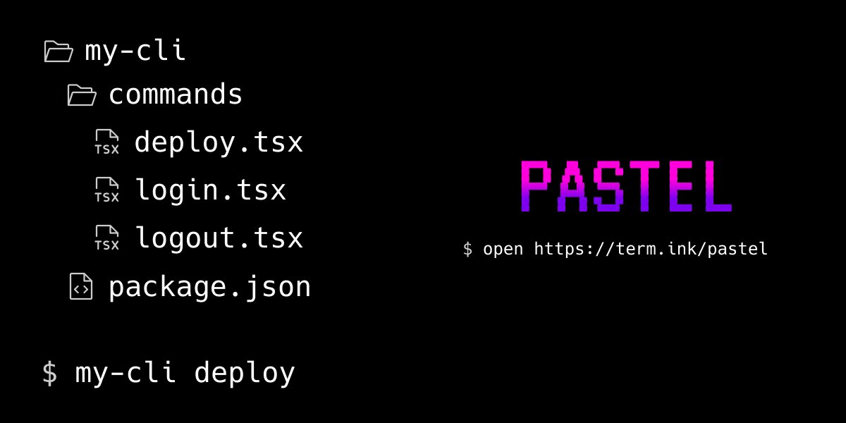 vadimdemedes's tweet photo. 🎨 (Re)launching Pastel - a Next.js-like framework for CLI apps made with Ink.

– Files as commands
– Put files into nested folders to create subcommands
– Define options and arguments via Zod (full type-safety)
– Auto-generated --help

Live now → https://t.co/3sdY0KGk8H https://t.co/K2lE1dSlsW