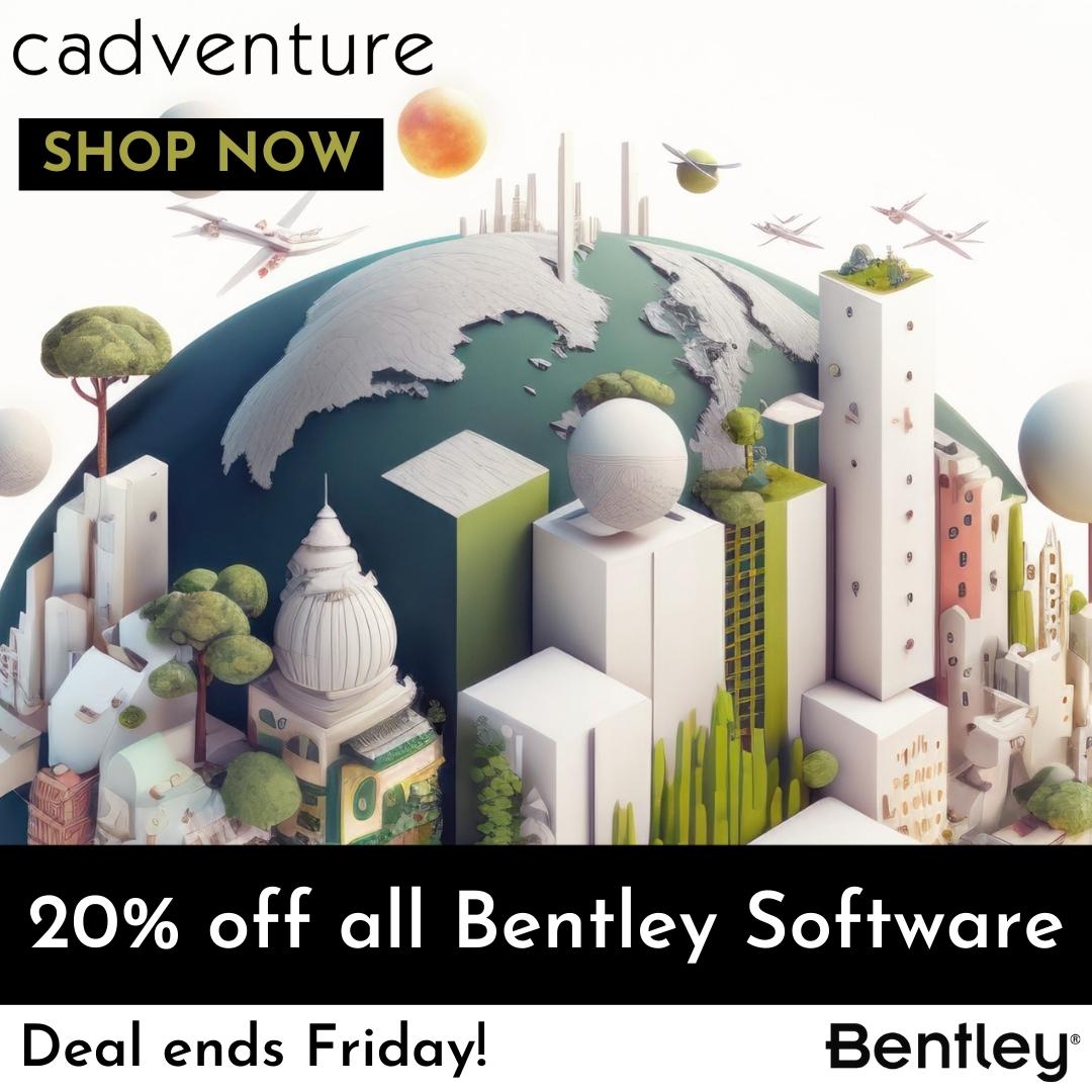 Cadventure_Ltd's tweet photo. Get 20% off @BentleySystems software with code 'IMPACT23' for a limited time only, when you purchase from Cadventure.
Call us on 0207 436 9004 or visit us online to place your order by 26th May 2023.
https://t.co/PLujlxQ8wd
@BentleyUKI #BentleySoftware #CAD #BIM #Sale https://t.co/tM4mMtrLu0