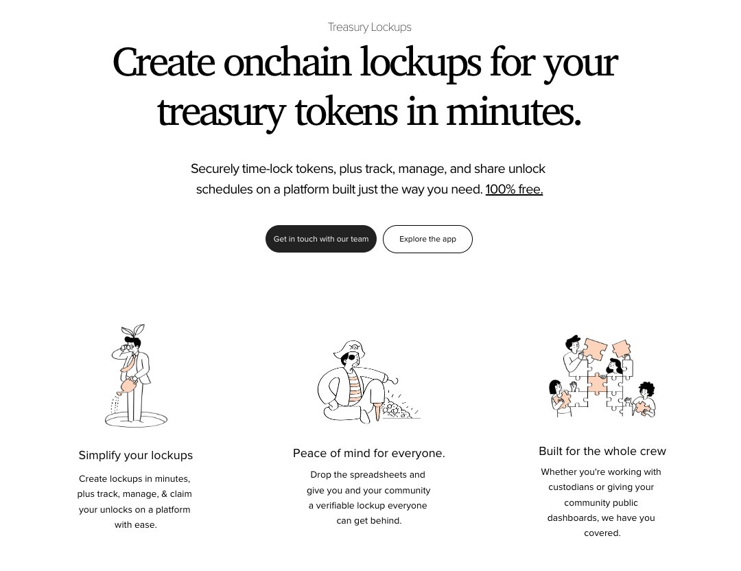goforlindsey's tweet photo. Introducing Treasury Lockups on Hedgey.

✅ Time-lock treasury tokens w/ custom unlock schedules
✅ Give your community a public dashboard to track the unlock
✅ 100% free. Audited. Ready to go for everyone

Big thanks to our build partners on this 🙌

https://t.co/XRJzktIEOY https://t.co/jcjSHbpDp4