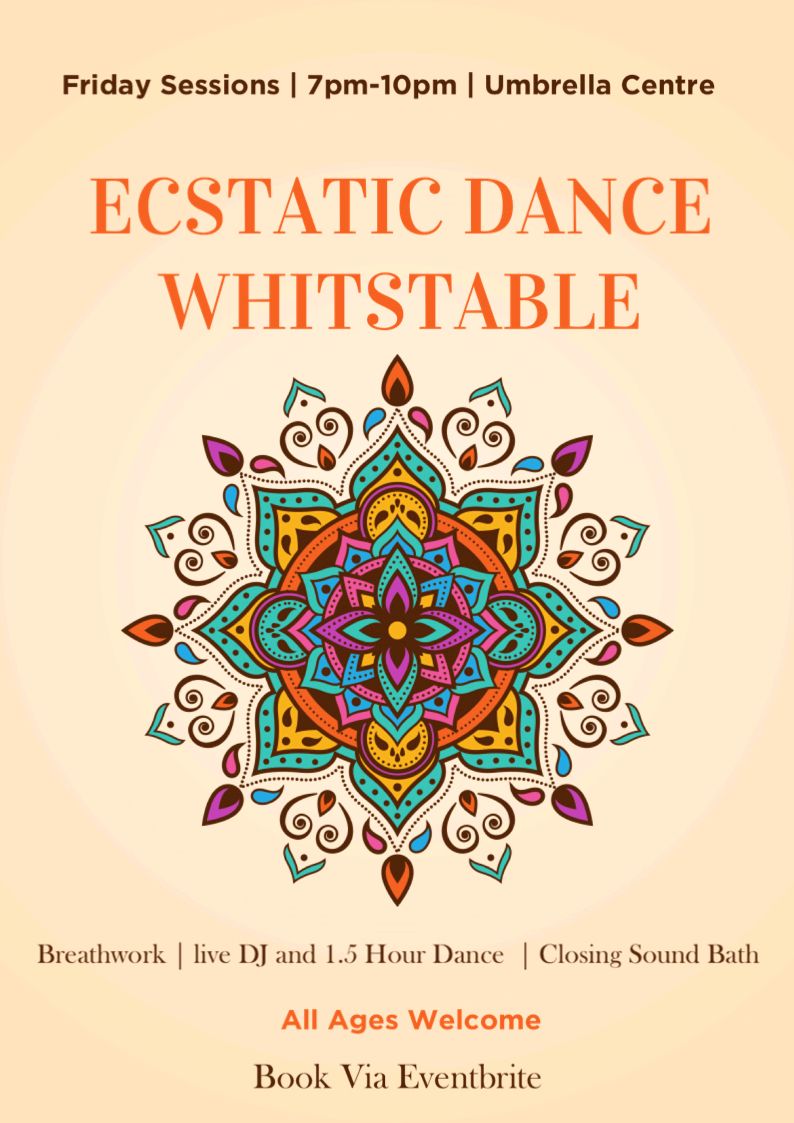 Next Friday at 7pm in the Hall! Ecstatic Dance Whitstable, tickets available on Eventbrite! #Whitstabletogether