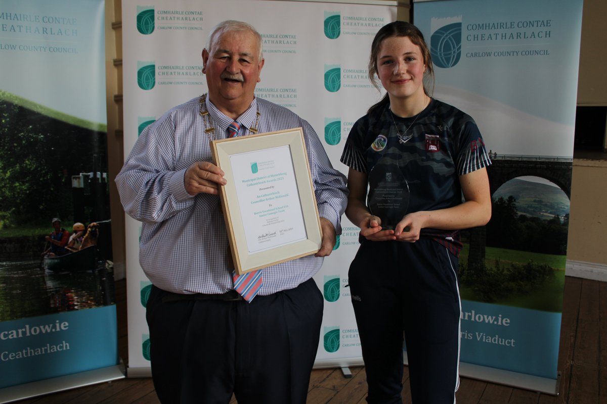 A lovely evening enjoyed by all as we received the  Cathaoirleach Award  for reaching the Junior All Ireland final. #community #proud @KCETB_Schools @CamogieCarlow @Natsport