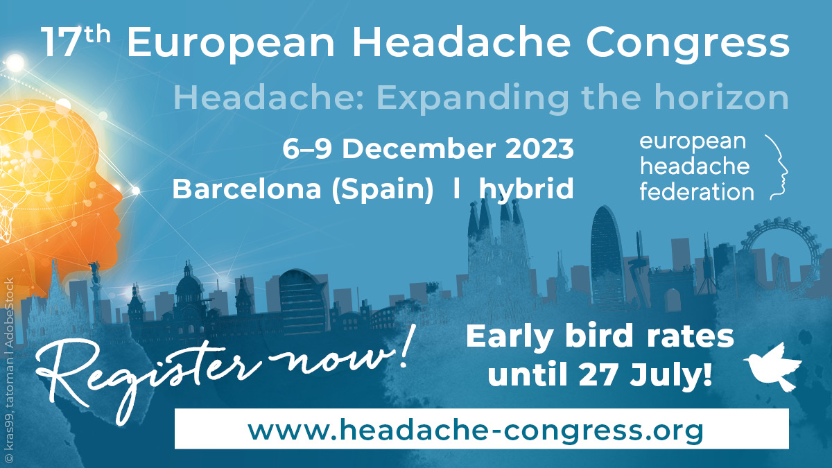 European Headache Federation (@ehf_official) on Twitter photo Register now for #EHC2023!
Take advantage of the opportunity to register at the current early bird rates โ ๐๐ต๐ฒ๐๐ฒ ๐ฎ๐ฟ๐ฒ ๐ผ๐ป๐น๐ ๐ฎ๐๐ฎ๐ถ๐น๐ฎ๐ฏ๐น๐ฒ ๐๐ป๐๐ถ๐น 27 July!
๐ You can access the online registration here: headache-congress.org/registration
#EHF #headache #pain #migraine Register now for #EHC2023!
Take advantage of the opportunity to register at the current early bird rates โ ๐๐ต๐ฒ๐๐ฒ ๐ฎ๐ฟ๐ฒ ๐ผ๐ป๐น๐ ๐ฎ๐๐ฎ๐ถ๐น๐ฎ๐ฏ๐น๐ฒ ๐๐ป๐๐ถ๐น 27 July!
๐ You can access the online registration here: headache-congress.org/registration
#EHF #headache #pain #migraine