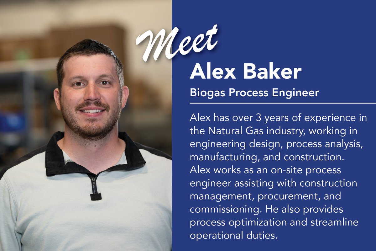 Meet Alex Baker... Alex is a talented #engineer who works at one of our #RNG facilities. nacellesolutions.com/our-team/

#dairyfarms #sustainabilityagriculture #wastetoenergy #energytransition #benefitsofbiogas