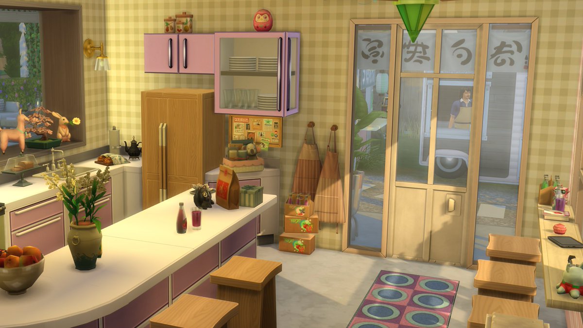 pixaora's tweet photo. @LesSims Et quelques photos de l'intérieur! Le café, la suite à l'étage, et au sous-sol: surprise! Un salon pour faire la fête avec ses copains et un dortoir pour les soirées pyjamas! Ah oui, et on fait notre propre boisson pétillante aussi! 🍹 https://t.co/GBmuNVp0Qn