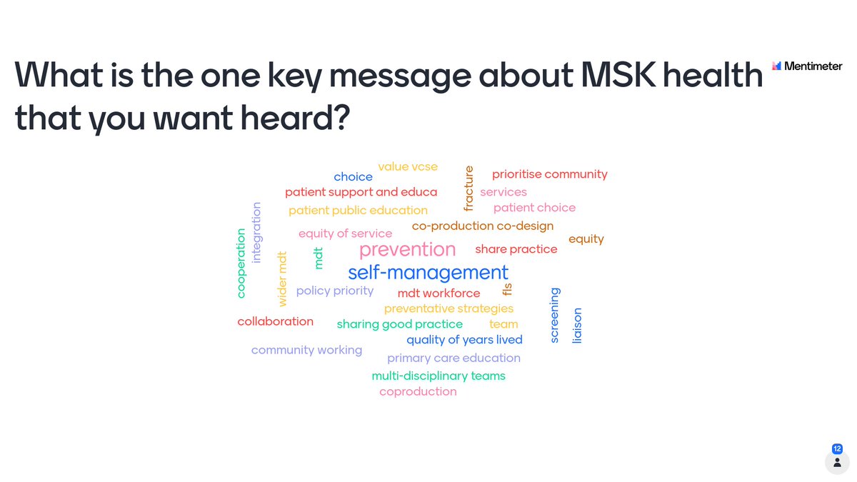 Pleased to host an #NHS75 conversation on MSK this week. A range of perspectives across patient and professional organisations. Thanks to all who contributed.

Some of the key messages coproduction, self-management, prevention, community, collaboration.
#NHSAssembly