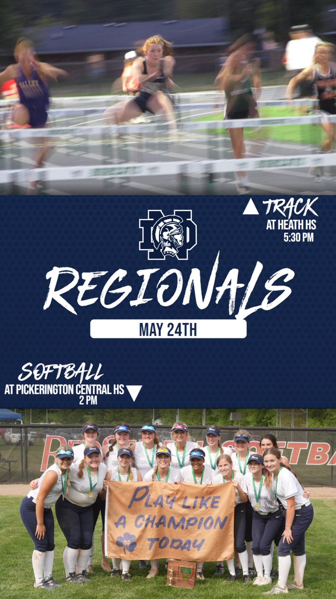 GoNDTitans's tweet photo. BIG DAY today as Track and Softball both compete in Regional contests. Track will be at Heath HS with a 5:30pm start time. Softball will take on Newark Catholic at Pickerington Central HS with a 2pm first pitch. Good Luck today ladies! #godobigthings #itsourtime https://t.co/tC3at1hmSo