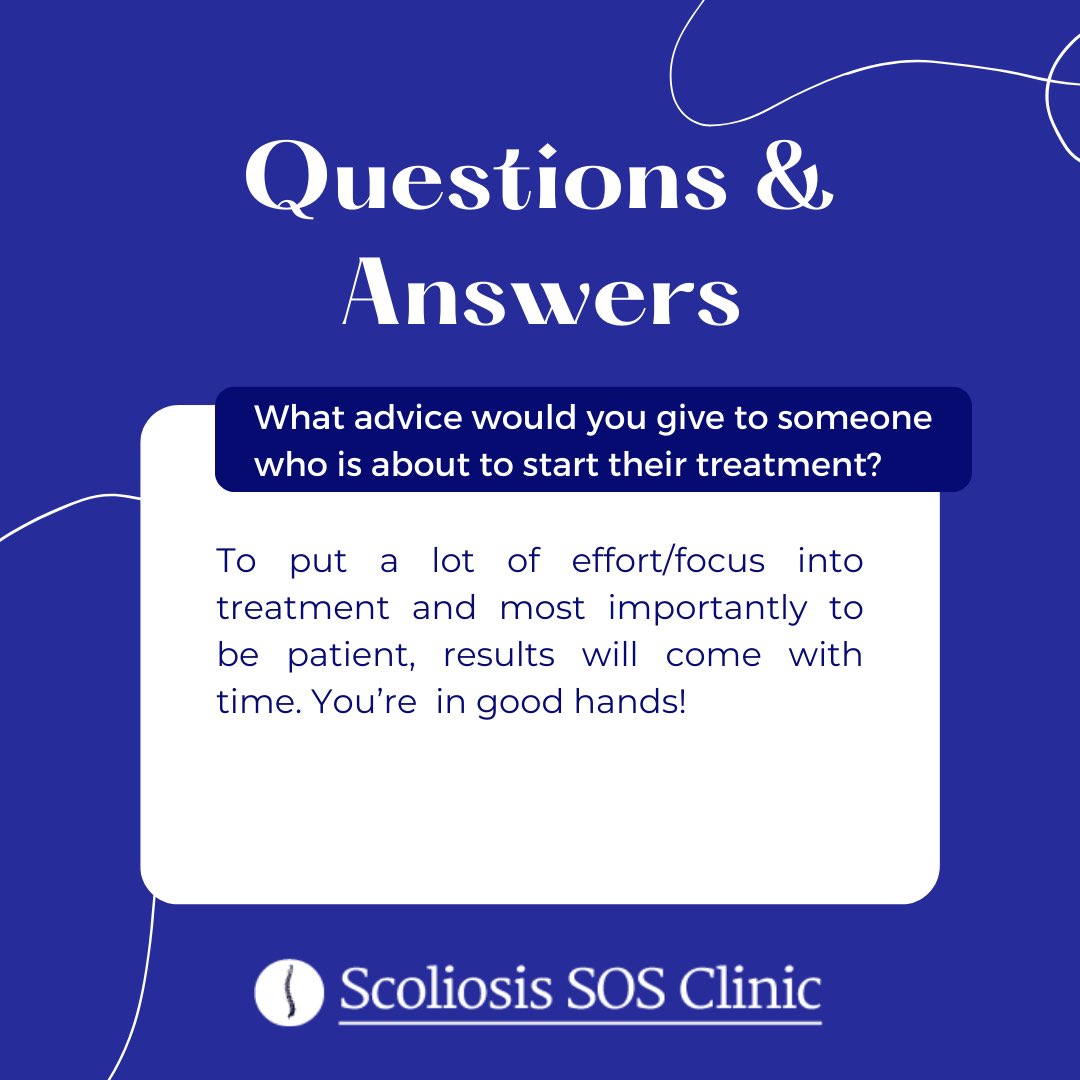 𝗣𝗮𝘁𝗶𝗲𝗻𝘁 𝗘𝘅𝗽𝗲𝗿𝗶𝗲𝗻𝗰𝗲

➡️Swipe to read some questions and answers from one of our patients that recently completed our 2 week Pain and Posture course!  

#ScoliosisSOS