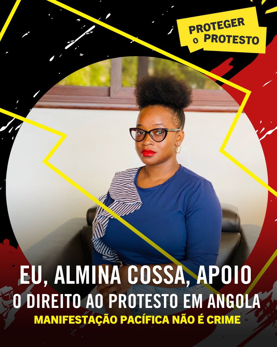 AlminaCossa's tweet photo. Ninguém deve ser detido por protestar em Angola, principalmente quando se está a exercer um direito.
#Protegeroprotesto #protectheprotest
@AmnestySARO https://t.co/85yj8MrpJA