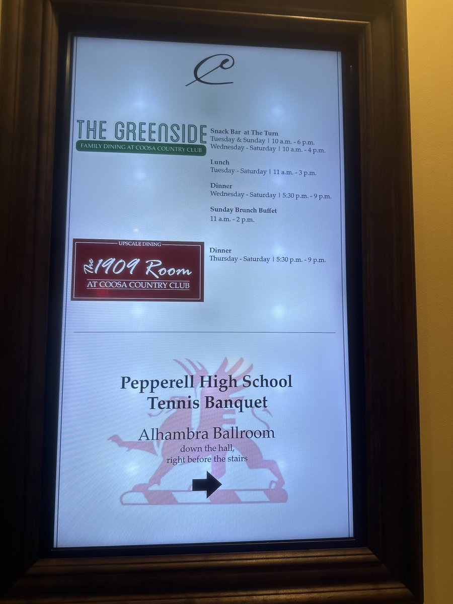 Great evening celebrating PHS Tennis @ Coosa Country Club. Thank you to the entire CCC staff for a wonderful event. Truly a special night for these players. Thanks to all the players, parents, and supporters for a great season. GO DRAGONS! <a href="/CoosaClub/">Coosa country club </a>