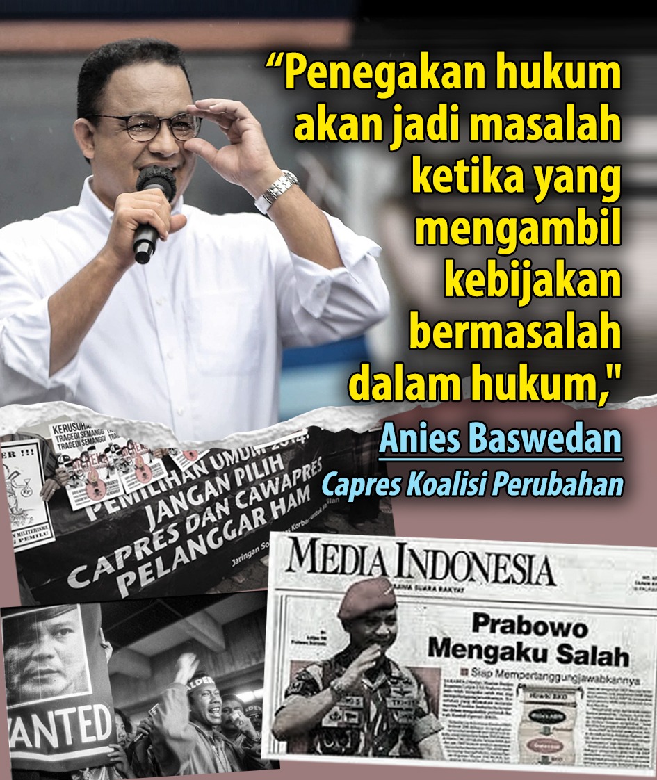 Lagi sindiran keras <a href="/aniesbaswedan/">Anies Rasyid Baswedan</a> ke <a href="/prabowo/">Prabowo Subianto</a>.
"Penegakan hukum akn jadi mslh ketika yg mengambil kebijakan bermasalah dlm hukum," 
#JanganSalahPilihPemimpin 

Terimakasih Nies sdh diingatkan, tapi bukankah formula E juga sdng diselidiki KPK, jd kamu sm ajakan?🤭😂