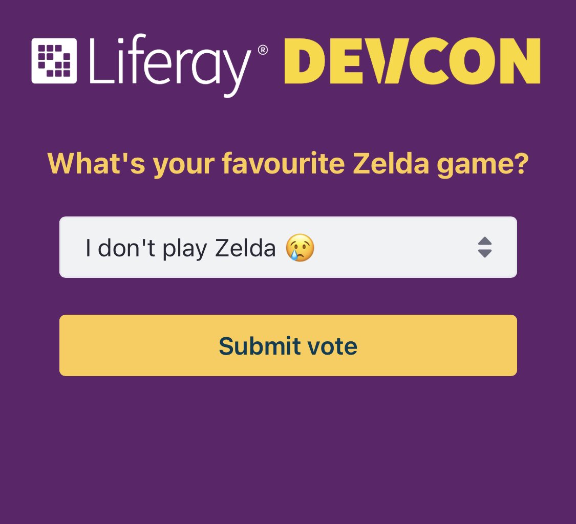 4lejandrito's tweet photo. My #LRDEVCON demo showed Liferay developers need to develop less and play more 😝 https://t.co/2ridHp1AjZ
