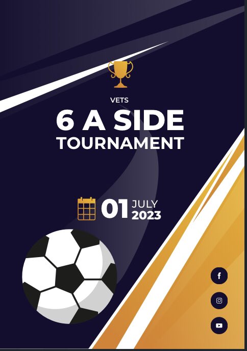 Group stages
12 minute games 
Referees
Start 2pm finish 4pm 
Frances Bardsley 4G Gidea Park 
£40 per team 
SAT 1st July 23
<a href="/EssexVetsLeague/">Essex Vets League</a> 
Any VETS teams fancy this give us a shout and we will arrange it ⚽️😊