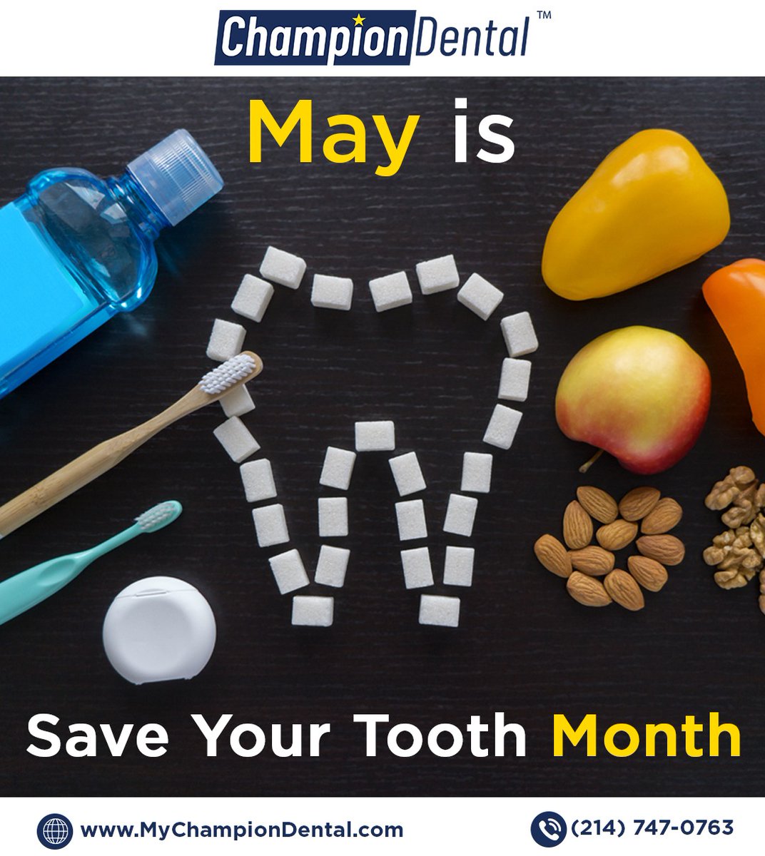 #SaveYourToothMonth #championdentaltx #fbtx #farmersbranchtx

#may #may2023 is Save your tooth month
Follow a strict regimen of regular brushing, flossing, a healthy diet, and biannual #dental visit

#endodontists #dentistry #oralcare #dentalhealth #oraltips #dentisttx