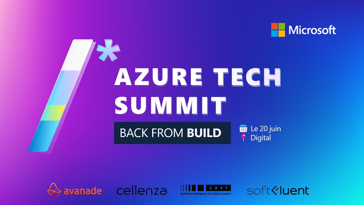 Avec les équipes de @microsoftfrance, on vous propose de décrypter ensemble toutes les annonces faites lors de #MSBuild dans une session en français. Rendez-vous le 20 juin 2023 à 14h00. ➡️ aka.ms/azuretechsummi… #AzureOpenAI, #AI, #Data, #DevTools, #Apps, #Migration 🦝👍