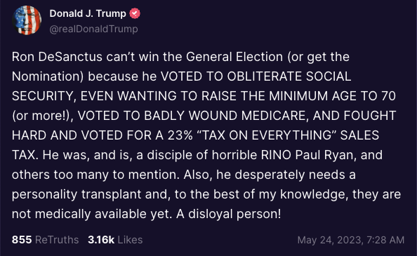 RealSagacity's tweet photo. Former President Trump, just having his typical angry Boomer morning. https://t.co/wEG4Kq5qxB