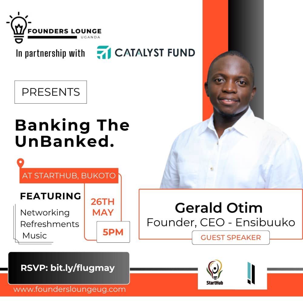 😃Mark your calendars for the May meetup of @FoundersLounge_  taking place this Friday, May 26th, 2023 at 5pm.

Prepare for enlightening learning sessions featuring founders @otimgerald, @FrancKamugyisha Kaivan Sattar, and Ogwal Joseph. 

Join us tomorrow at our offices in Bukoto