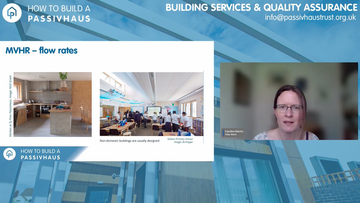 PassivhausTrust's tweet image. Location, ductwork, flow rates &amp;amp; more!  Useful and clear advice on good MVHR #heatrecovery #ventilation design from Caroline Martin @peterwarm in today's #HowTo build a #Passivhaus  webinar: bit.ly/PHThowtobuild