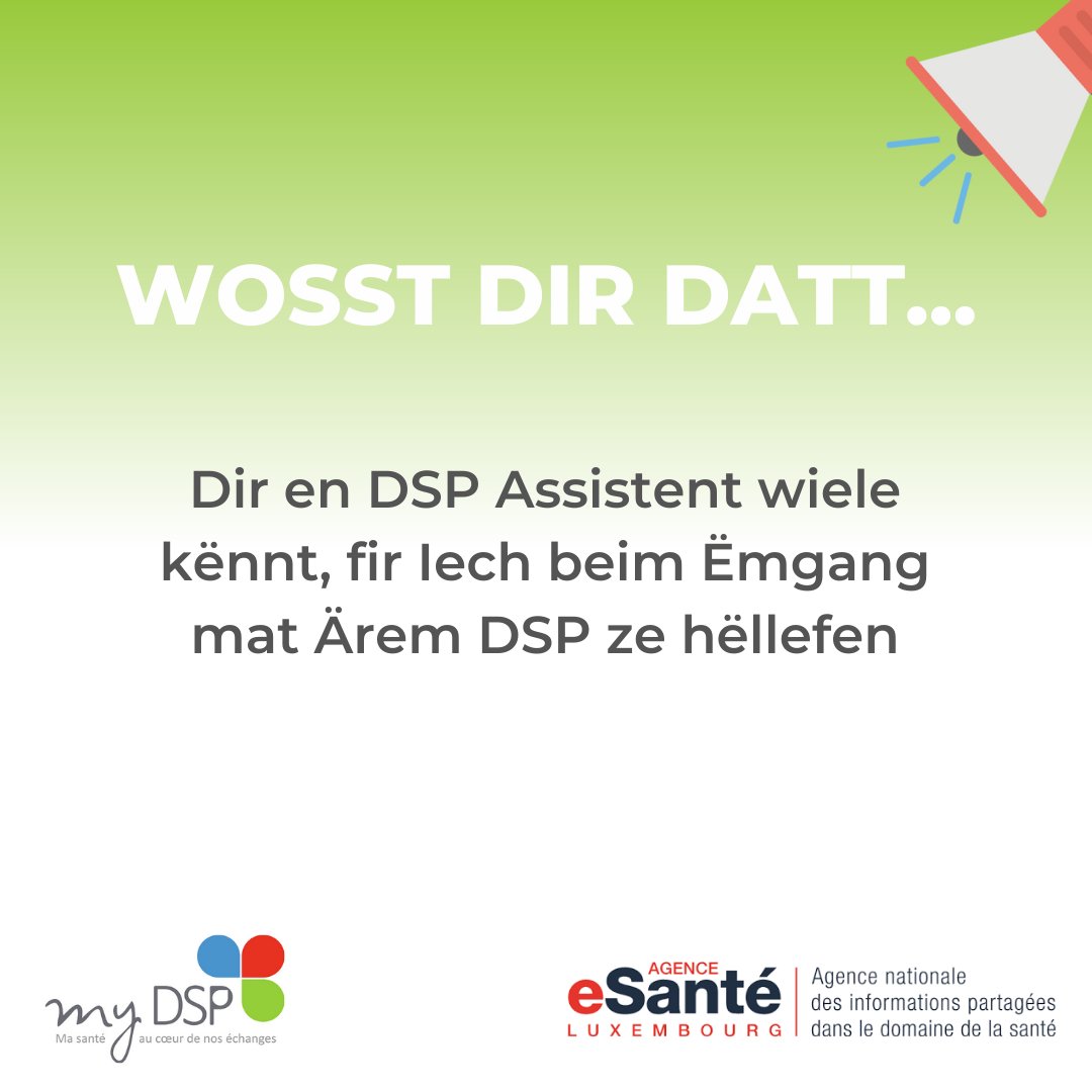🇫🇷 Info DSP du jour
🇱🇺 DSP Info vum Dag

#santé #luxembourg #esanté #DSP #health #gesundheit #agenceesanteluxembourg