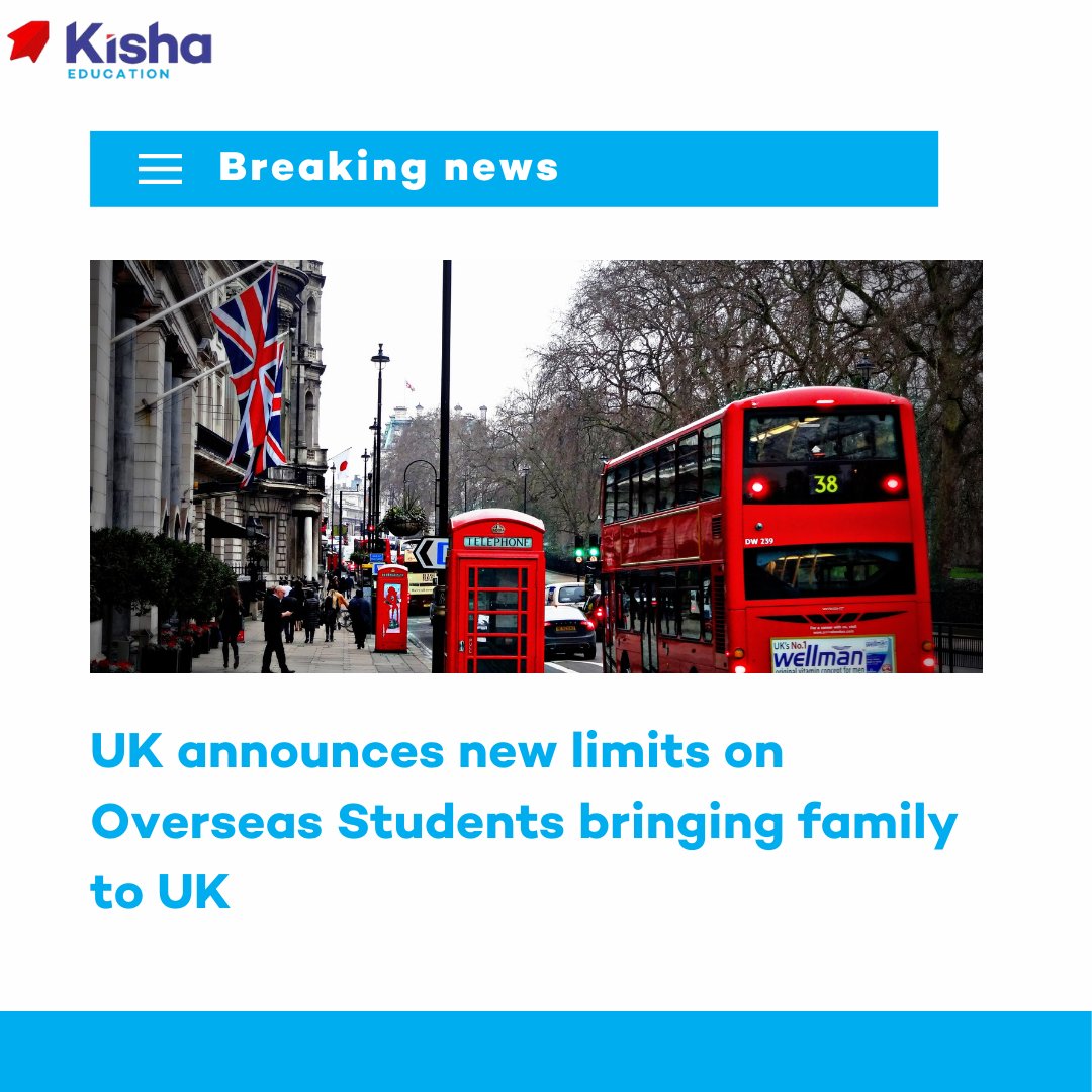 Kishaedu's tweet image. The UK government has announced a new limitation on students studying in the UK, which stops them from bringing in family members in order to reduce immigration numbers. What do you guys think about this?

immigrationconsultant  #studentvisa  #ukimmigration #immigratetouk