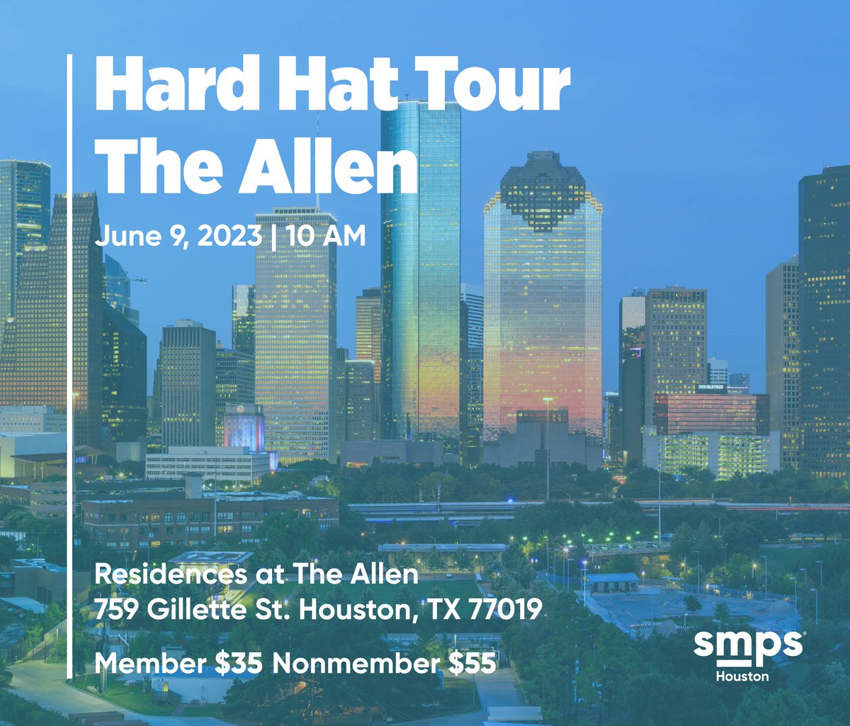HARD HAT TOUR | THE ALLEN
Join us for a hard hat tour to get an exclusive glimpse of The Allen followed by lunch! For more information and to register: bit.ly/3MSuAKv
#SMPSHouston