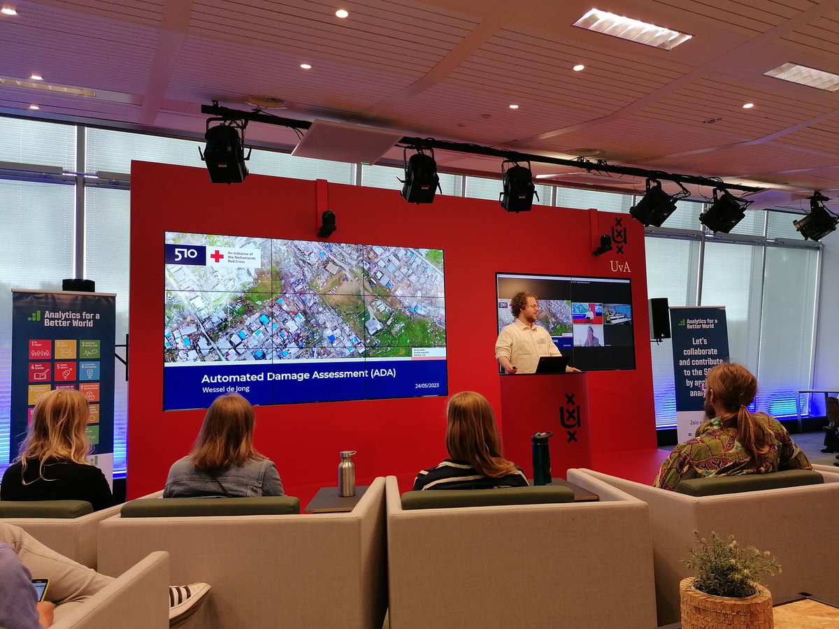 Second keynote speaker is Wessel de Jong, Data Analyst at @510global, with the topic 'Automated Damage Assessment' #ABWConference2023