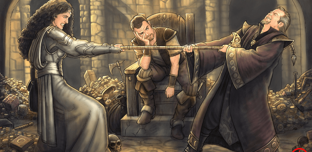 Dungeon Master tip: When your players start arguing about loot, just toss in a cursed item. Problem solved!

<a href="/BlushRabbit313/">Blush</a> <a href="/BananoJimothy/">Jimothy</a> <a href="/sassynaby/">Sas</a> 

#DnD #ttrpg #RPG #funny