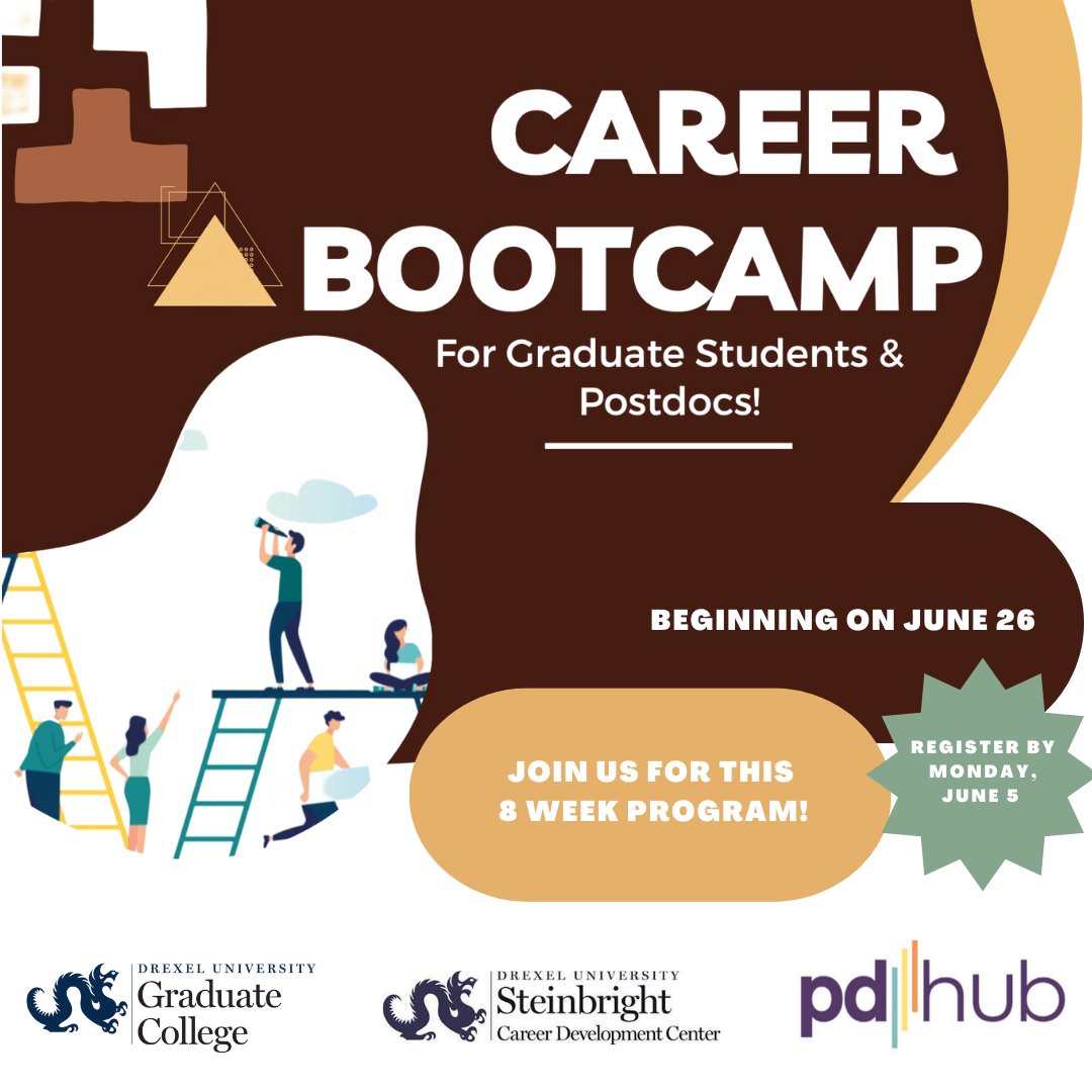 Register now for the 8 Week Summer Career Bootcamp open to Graduate Students and Postdocs! Registration is open until Monday, June 5. 

Learn more here - drexel.edu/graduatecolleg…