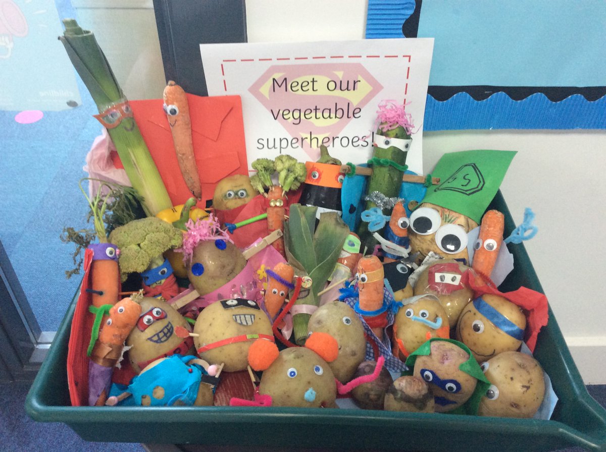 STEPHighCliff's tweet photo. In Reception, we created our own vegetable superhero as homework and then made top trump cards for them as part of our literacy lessons.
#EYFS #Supertato #Superveg #STEPAcademy https://t.co/Kdyn4NmGnD
