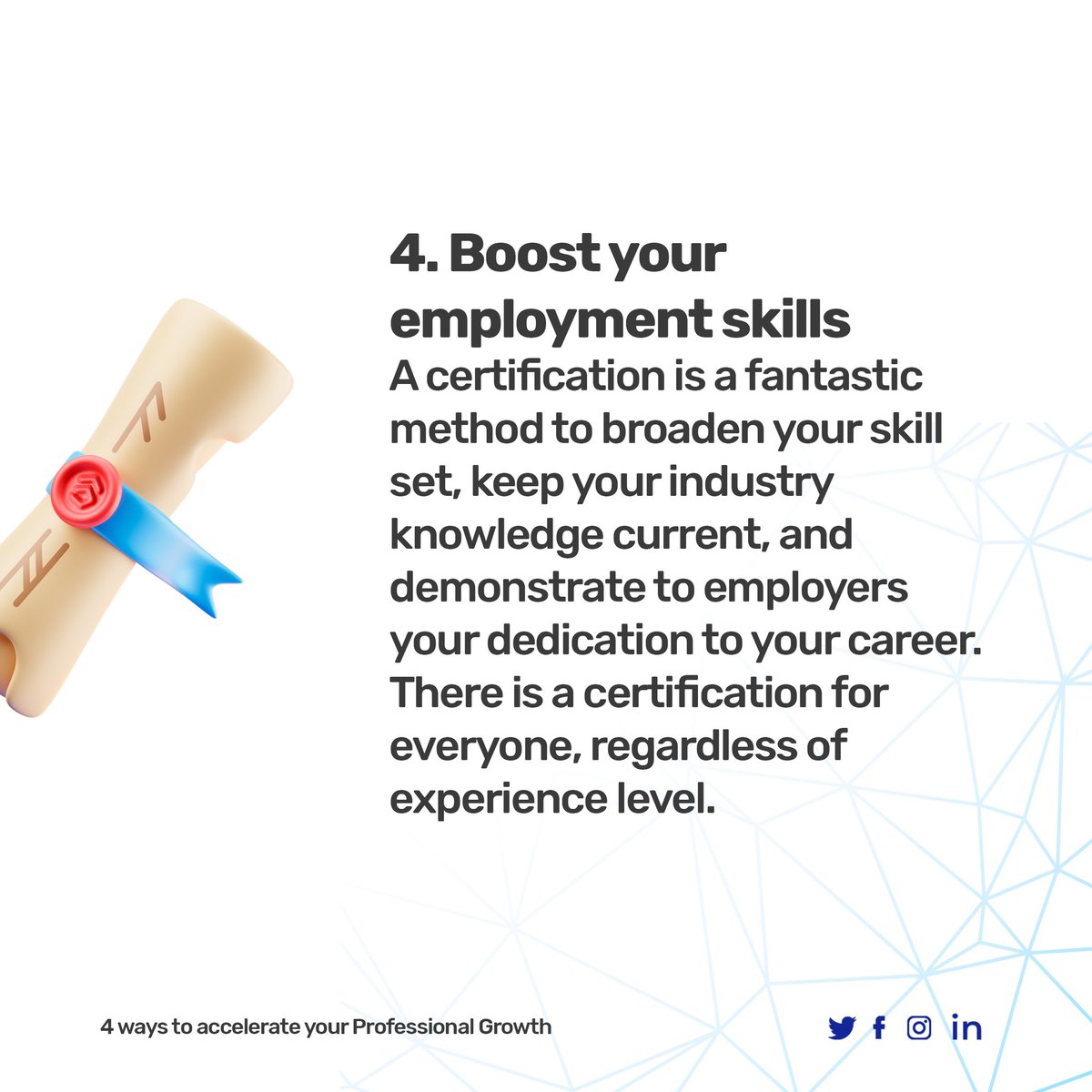 Maximize your career trajectory: Supercharge your Professional Growth with these game-changing techniques 📈🎯
4 Ways to Accelerate Your Professional Growth 👇

#experttips #expertadvice #careergrowth #careerdevelopment #skilldevelopment #networking #careertips #fixedbyte