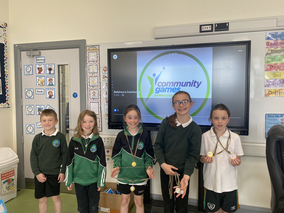 Well done to our pupils who won medals in the Athletics run offs last Friday with the Ballyhoura Community Games