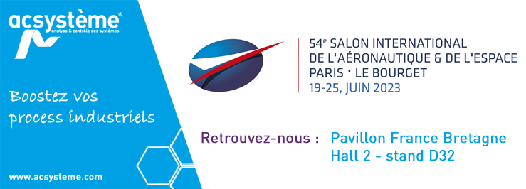 Dans moins d’un mois se tiendra la 54e édition du <a href="/salondubourget/">Paris Air Show</a> 

Cette année, <a href="/BCInter/">Bretagne Commerce International (BCI)</a> organise un pavillon #Bretagne, dont Acsystème en fera partie.

Rendez-vous du 19 au 25 juin, au Bourget, Hall 2B – stand D32.