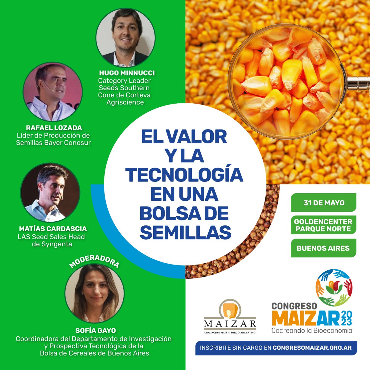 Vení a conocer todo el trabajo qué hay detrás de cada bolsa de #semillas

No te pierdas el panel con grandes referentes de la industria contándonos cómo trabajan y cuáles son los principales desafíos #CongresoMaizar2023

Inscripción previa obligatoria  congresomaizar.org.ar