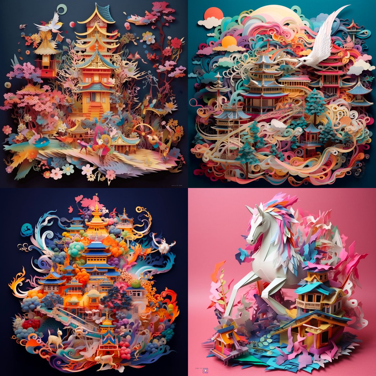 Japanese paper art in the form of fractal design