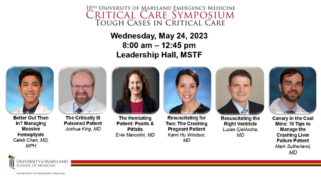 kwhomd's tweet photo. It’s ON! (And not too late!) 

Today is the @UMEmergencyMed Critical Care Symposium!
Online and free to join (there's an optional cost for CME).

Great speakers from @UMEMresidency @UMDCritCareMed
@UMarylandEMIM @DartmouthHealth @MDPoisonCtr
https://t.co/LIbTVDr6C6 https://t.co/8wI2WbokAe