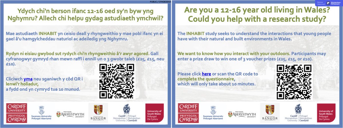 <a href="/ATLASconsortium/">ATLAS</a> are looking for the experiences of 12-16 year olds living in Wales, as well as their parents or carers

If that's you, scan the QR code below to access the surveys on how children and young people interact with natural and built environments