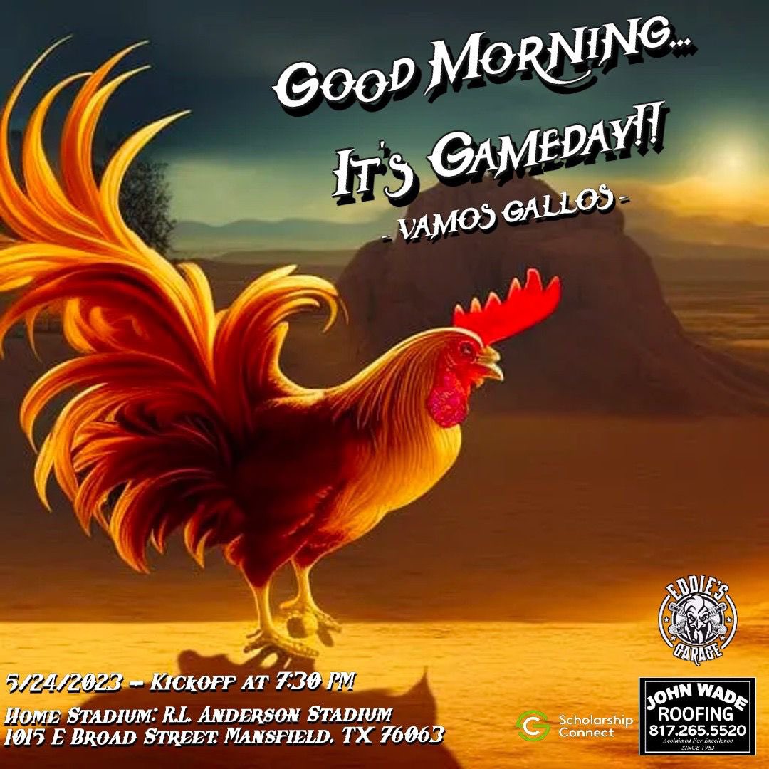 gallosfctx's tweet photo. Rise &amp; Shine Gallos, IT’S GAME DAY!! 

🆚 Lubbock Matadors FC

⏰ Wednesday, May 23 @ 7:30pm

📍R.L. Anderson Stadium
🎟️ Purchase tickets on though the link on our bio or at the gate. 

💻 Live Stream - GallosTV (Link in Bio)

#VamosGallos⚽️🐓
#GallosFC #LosGallos #NPSL https://t.co/OOSicDcuzt