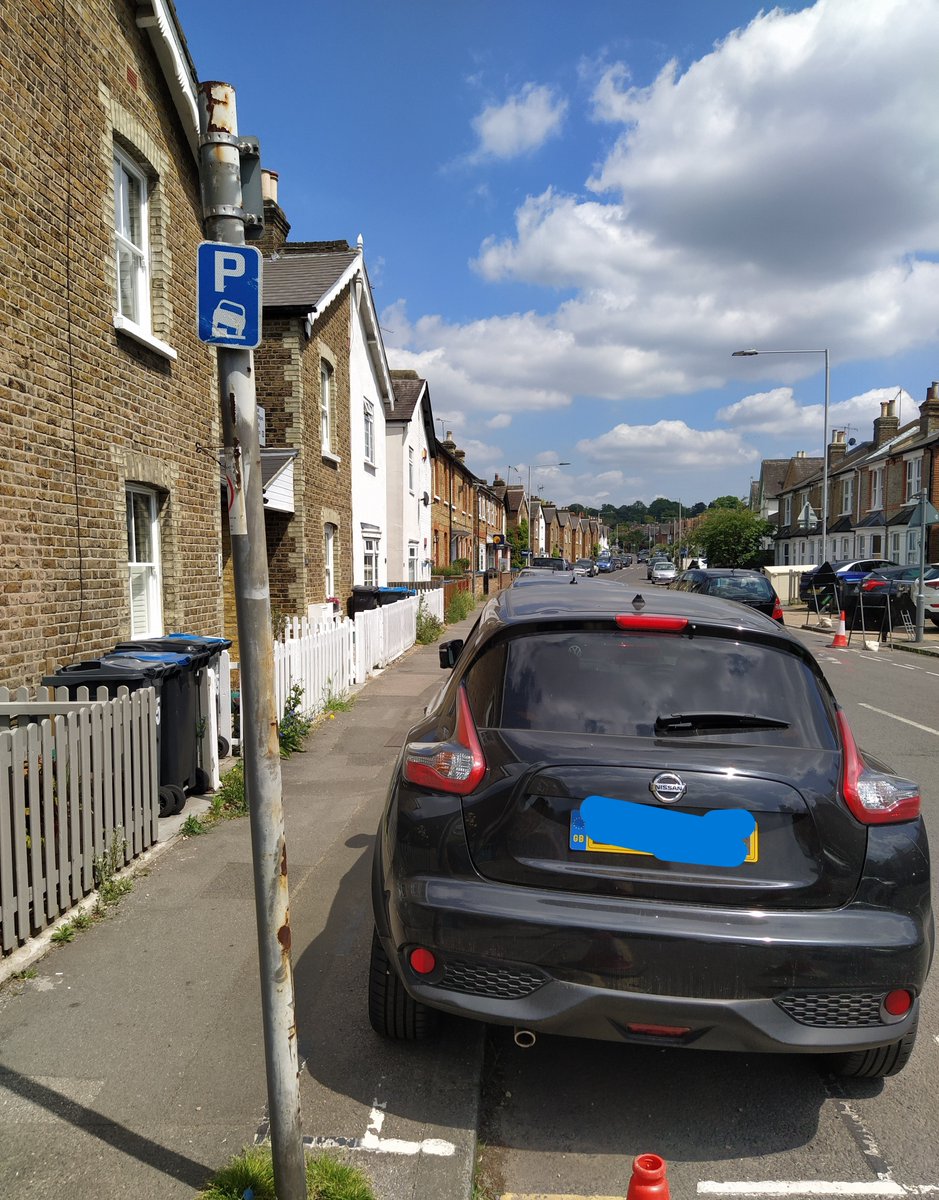 Please @RBKingston would you remove signs imploring (there's no obligation) drivers to store their cars on the pedestrian footpath at trivial cost to them & high cost to #healthystreets?

@RBKgreens @KingstonLibDems 

We coulda had blossoming cherry trees here. Or #raingardens.