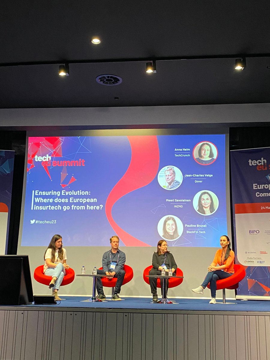 Our very own @mrs_insurtech dove deep into the heart of #insurtech at @tech_eu's summit with the brilliant minds of @velgejc from @Qover and @paulinejbrunel from @BlackFin_Tech 👏🔥🎙 #techeu23

With @abracarioca at the helm as moderator 👏🤫