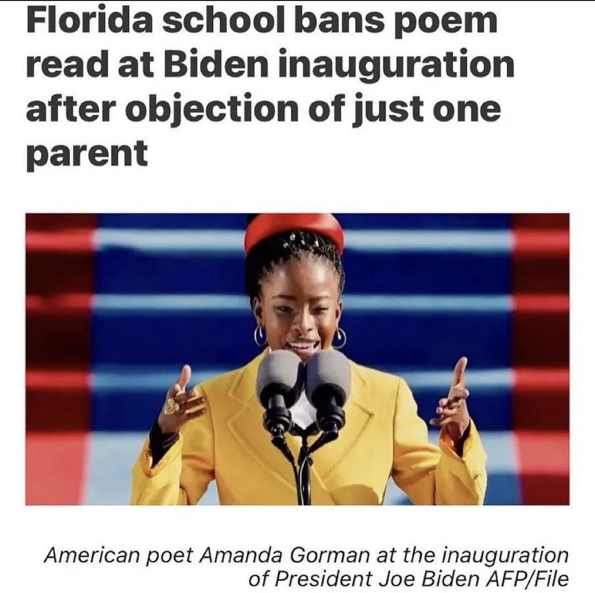 LakotaMan1's tweet photo. Florida Republicans are afraid of a child because her words are deeply profound and beautiful. 

Also, because they’re racist as fuck. Agree? https://t.co/mzhEBMWQVZ