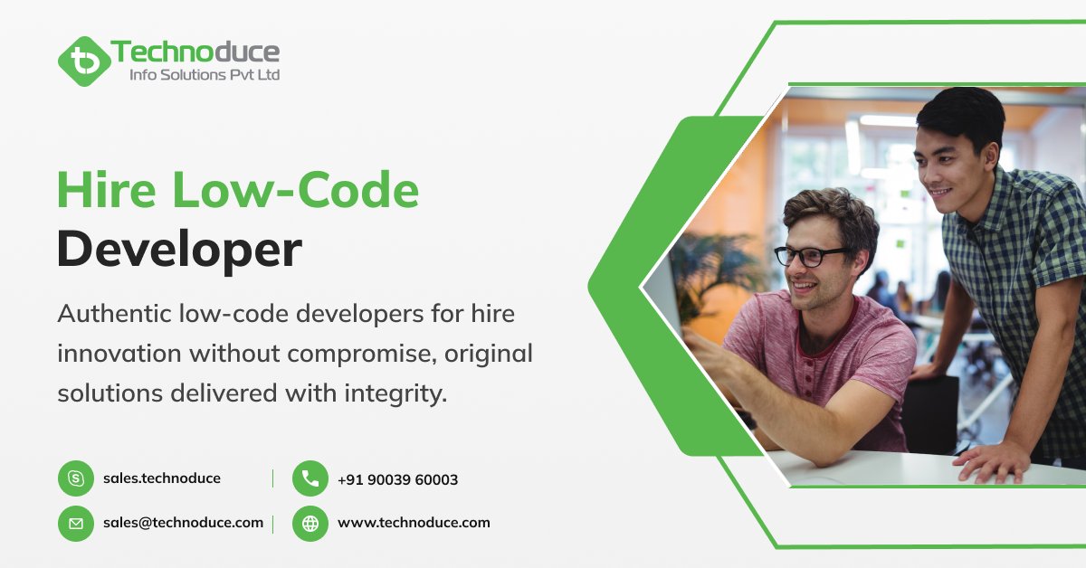 Technoduce's tweet image. Are you interested in hiring a low code developer, then you should contact us today. We can help you find the right developer for your project, and we can help you get started with low code development.
For more - bit.ly/45tiTBl
#Technoduce #hiredeveloper #hirereactjs
