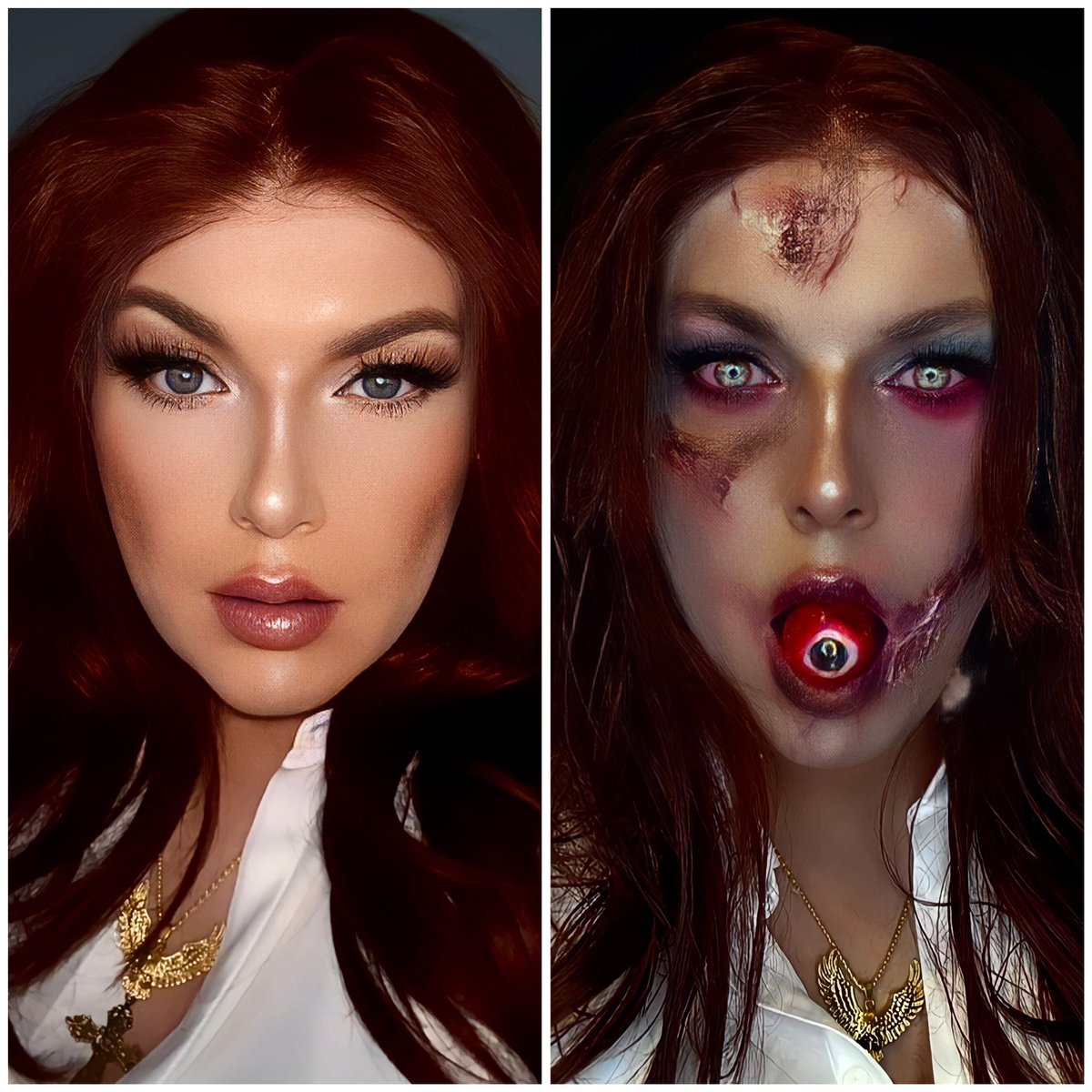 Kristannah_Drag's tweet photo. My cosplay tribute to the exquisite @RealAlyssaS ❤️🩸#evildeadrise #evildead #maggotmommy https://t.co/OF1c1lTO2L