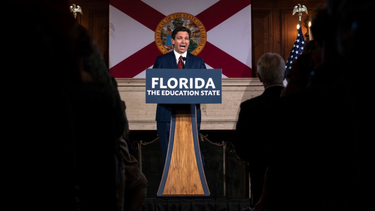 insidehighered's tweet photo. .@AAUP Calls to Fight ‘Tooth and Nail’ in Florida: “Florida’s public colleges and universities currently face a politically and ideologically driven assault unparalleled in U.S. history,” a preliminary report says. #HigherEd https://t.co/TrhCMPETIX https://t.co/feDqGSn96k