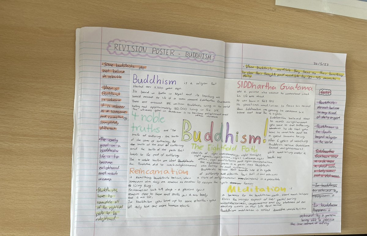 Well done to Amelia W in 7EBBW for this fantastic poster on Buddhism in order to help her with the end of unit assessment 🌟🥳
