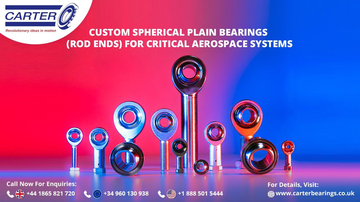 carterbearings's tweet image. Did you know that #CarterManufacturing supply both standard catalogue aerospace #rodends &amp;amp; custom products for critical #aerospace applications? Our rod end bearings, also known as spherical plain #bearings, ensure smooth and precise movement under demanding conditions.