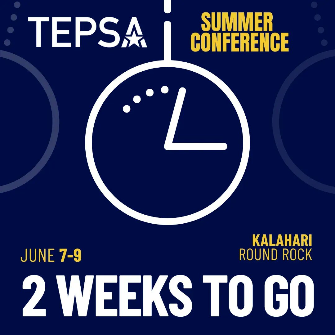 TEPSAtalk's tweet photo. Only TWO WEEKS until the TEPSA Summer Conference begins!!!

Let us know in the replies if we'll see you there!

#WeLeadTX #TXed https://t.co/u82doe2uE8