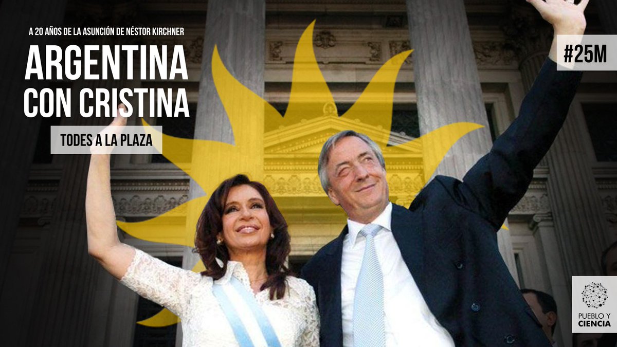 puebloyciencia's tweet photo. ✌🏾🔥A 20 años de la asunción de Néstor Kirchner
Todes a las calles
Todes a dar la discusión
Todes a tomar la posta
TODES A LA PLAZA
#TodesConCristina

#ImitemosElEjemplo
#CristinaAlPoder
#PatriaSoberana
#PatriaOFMI https://t.co/GJx4CmuhVV