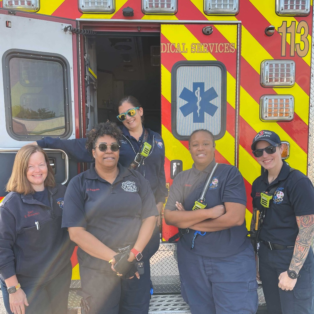 Fab Five protecting the Westside! 🚑 L-R; EMT Bauerlein, EMT Pegues, EMS Lt. Nappi, PM McKoy, PMFF Connelly #EMSWeek2023 #WhereEmergencyCareBegins TF
