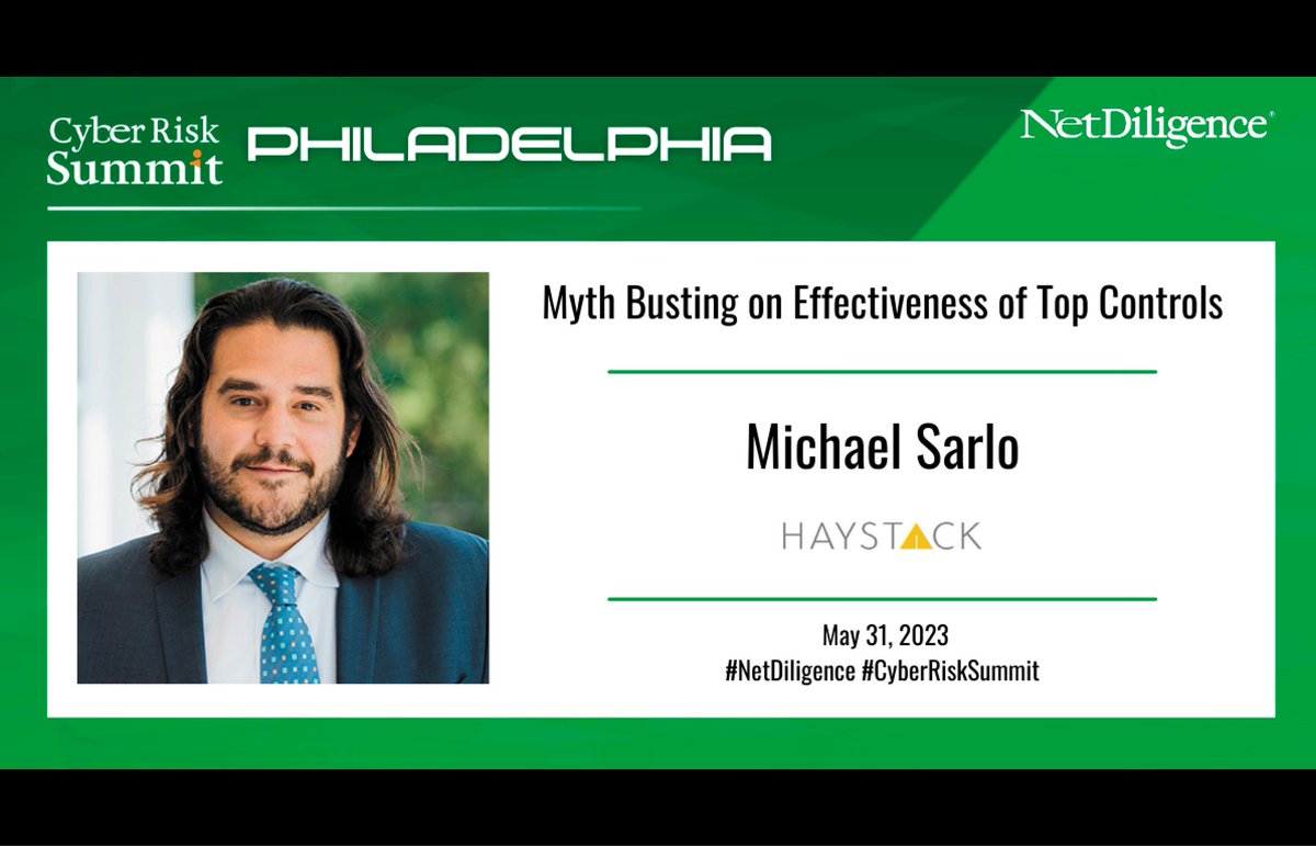 HaystackID's Michael Sarlo will speak at the NetDiligence Cyber Risk Summit in Philadelphia on May 31 at 3:00PM ET. Learn more at bit.ly/3BPVxbt.

#eDiscovery #LegalOps #NetDiligence #CyberRiskSummit